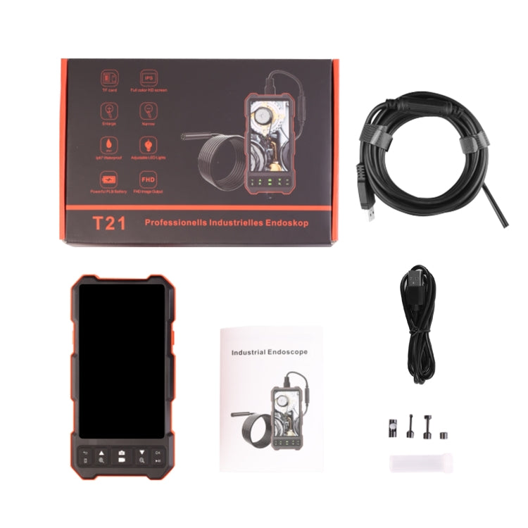 T21 4.5 inch IPS Color Screen 8mm Single Camera Split Hard Cable Industrial Endoscope, Length:5m(Black Red) -  by PMC TechLife | Online Shopping South Africa | PMC TechLife | Buy Now Pay Later Mobicred
