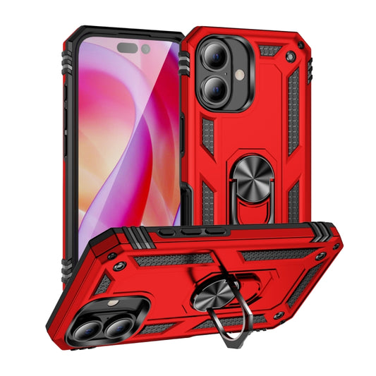 For iPhone 16 Shockproof TPU Hybrid PC Phone Case with Holder(Red) - iPhone 16 Cases by PMC Jewellery | Online Shopping South Africa | PMC Jewellery | Buy Now Pay Later Mobicred