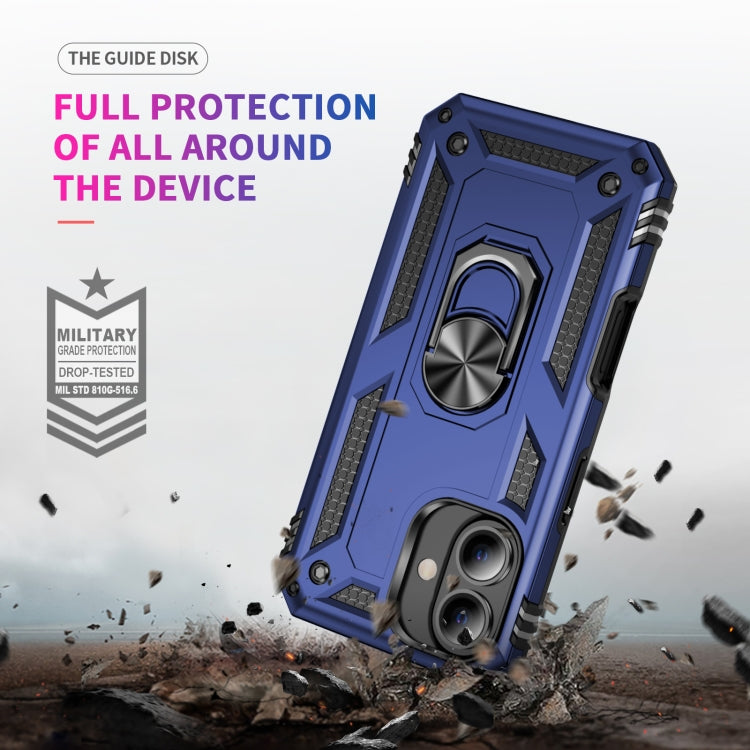 For iPhone 16 Shockproof TPU Hybrid PC Phone Case with Holder(Blue) - iPhone 16 Cases by PMC TechLife | Online Shopping South Africa | PMC TechLife | Buy Now Pay Later Mobicred