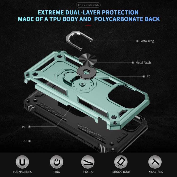 For iPhone 16 Shockproof TPU Hybrid PC Phone Case with Holder(Dark Green) - iPhone 16 Cases by PMC TechLife | Online Shopping South Africa | PMC TechLife | Buy Now Pay Later Mobicred