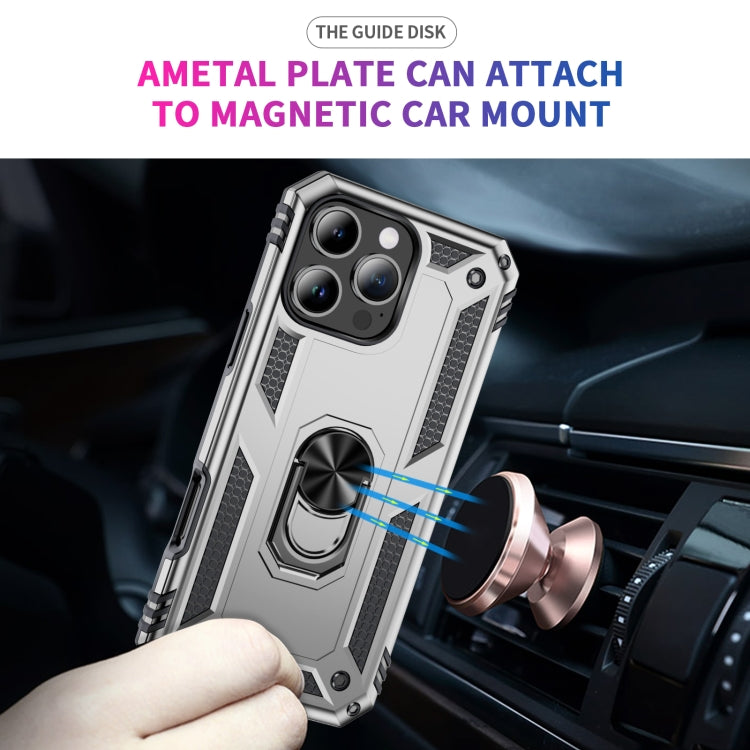 For iPhone 16 Pro Shockproof TPU Hybrid PC Phone Case with Holder(Silver) - iPhone 16 Pro Cases by PMC TechLife | Online Shopping South Africa | PMC TechLife | Buy Now Pay Later Mobicred