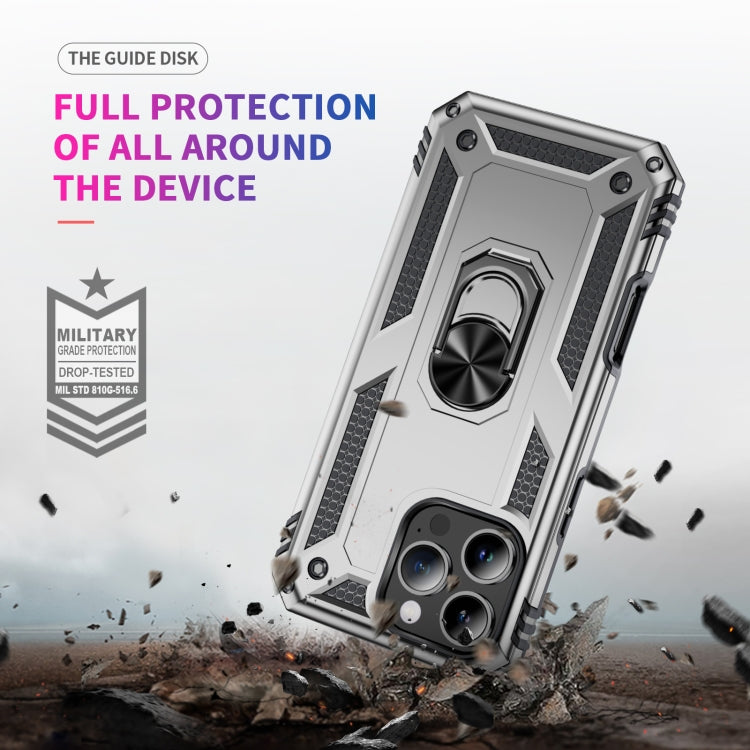 For iPhone 16 Pro Shockproof TPU Hybrid PC Phone Case with Holder(Silver) - iPhone 16 Pro Cases by PMC TechLife | Online Shopping South Africa | PMC TechLife | Buy Now Pay Later Mobicred