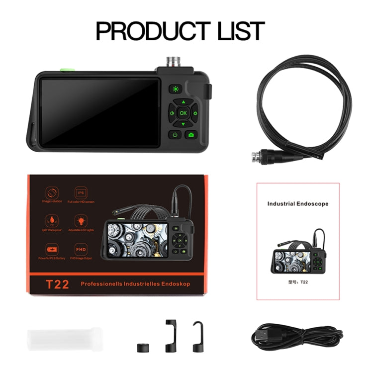 T22 4.5 inch IPS Color Screen 3.9mm Single Camera Hard Cable Industrial Endoscope, Length:2m(Black Orange) -  by PMC TechLife | Online Shopping South Africa | PMC TechLife | Buy Now Pay Later Mobicred