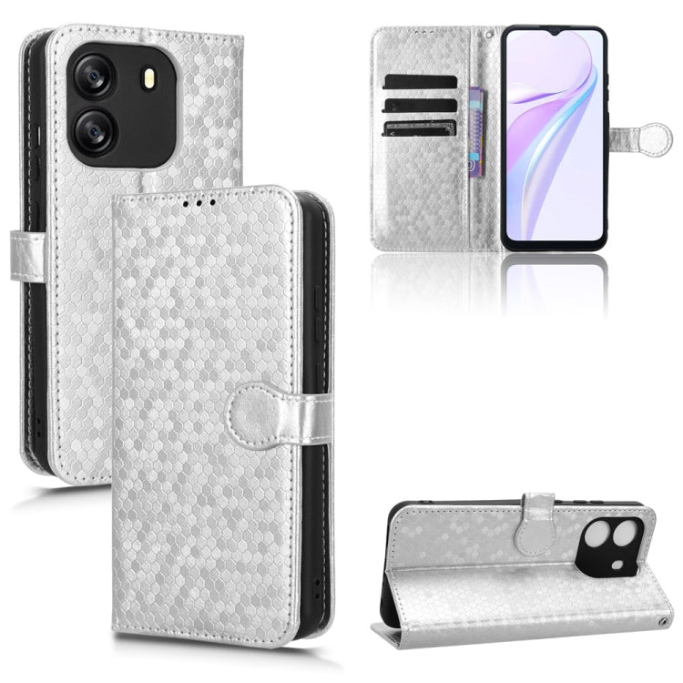For Blackview Wave 6C Honeycomb Dot Texture Leather Phone Case(Silver) - More Brand by PMC TechLife | Online Shopping South Africa | PMC TechLife | Buy Now Pay Later Mobicred