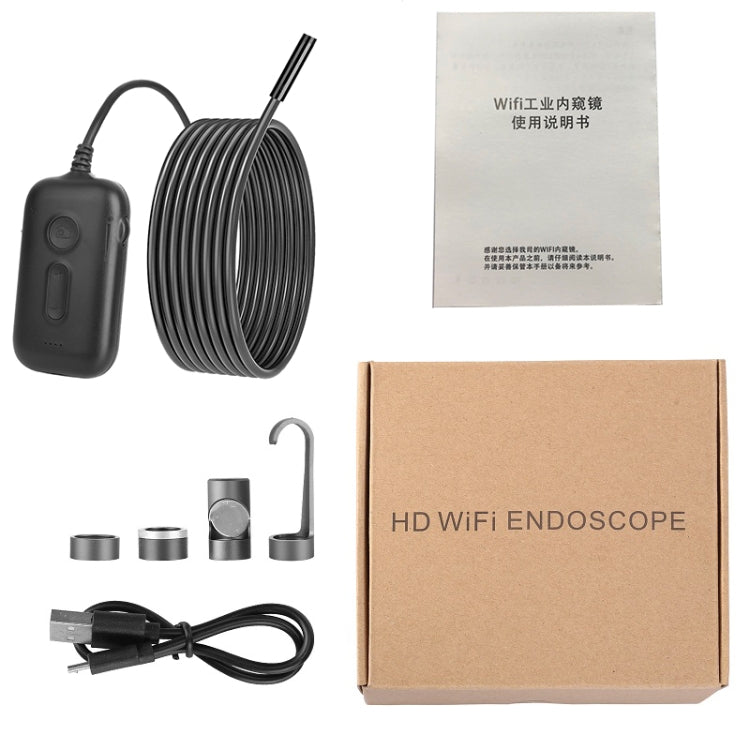 Y15 5.5mm Single Camera WiFi Connected Hard Cable HD Industrial Endoscope, Length:5m(Black) -  by PMC TechLife | Online Shopping South Africa | PMC TechLife | Buy Now Pay Later Mobicred