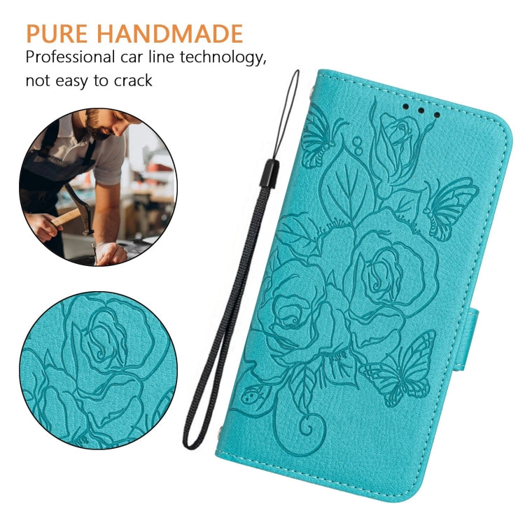 For Blackview Shark 8 Embossed Rose RFID Anti-theft Leather Phone Case(Light Blue) - More Brand by PMC Jewellery | Online Shopping South Africa | PMC Jewellery | Buy Now Pay Later Mobicred