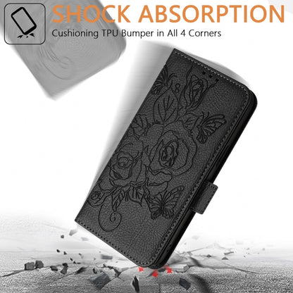 For Blackview Shark 8 Embossed Rose RFID Anti-theft Leather Phone Case(Black) - More Brand by PMC Jewellery | Online Shopping South Africa | PMC Jewellery | Buy Now Pay Later Mobicred