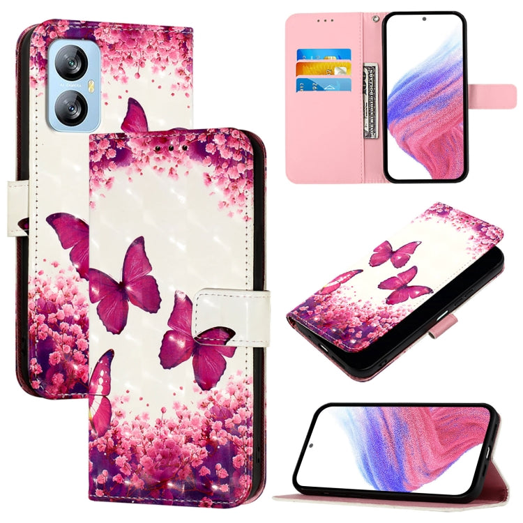 For Blackview A52 3D Painting Horizontal Flip Leather Phone Case(Rose Butterfly) - More Brand by PMC Jewellery | Online Shopping South Africa | PMC Jewellery | Buy Now Pay Later Mobicred