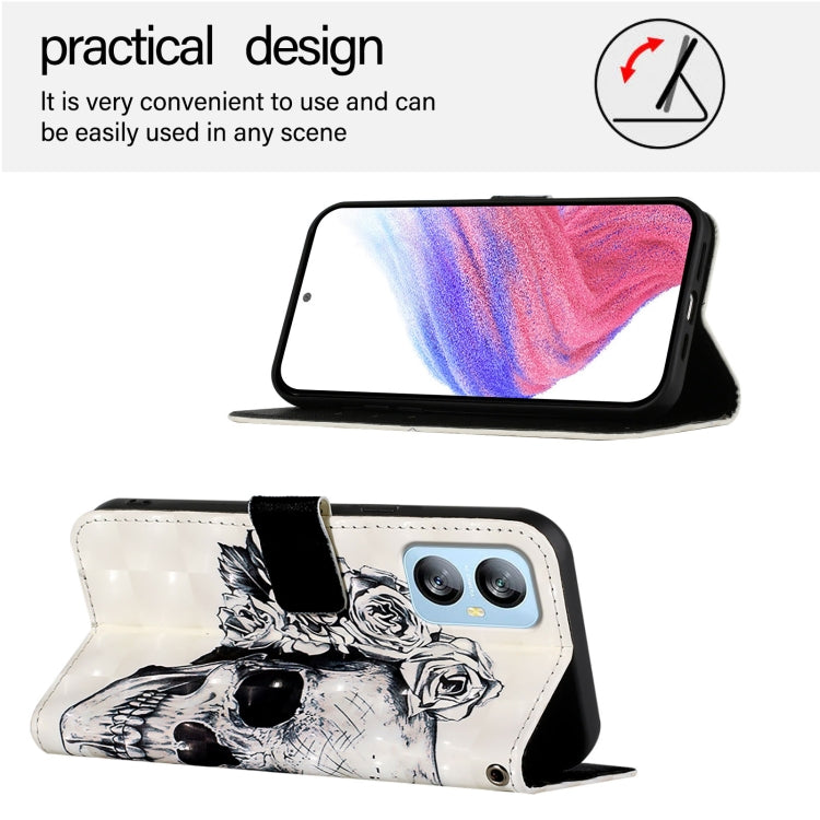 For Blackview A52 3D Painting Horizontal Flip Leather Phone Case(Skull) - More Brand by PMC TechLife | Online Shopping South Africa | PMC TechLife | Buy Now Pay Later Mobicred