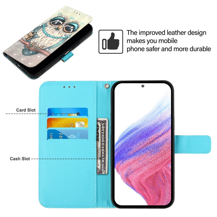 For Blackview A53 3D Painting Horizontal Flip Leather Phone Case(Grey Owl) - More Brand by PMC TechLife | Online Shopping South Africa | PMC TechLife | Buy Now Pay Later Mobicred