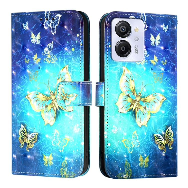 For Blackview Color 8 3D Painting Horizontal Flip Leather Phone Case(Golden Butterfly) - More Brand by PMC Jewellery | Online Shopping South Africa | PMC Jewellery | Buy Now Pay Later Mobicred