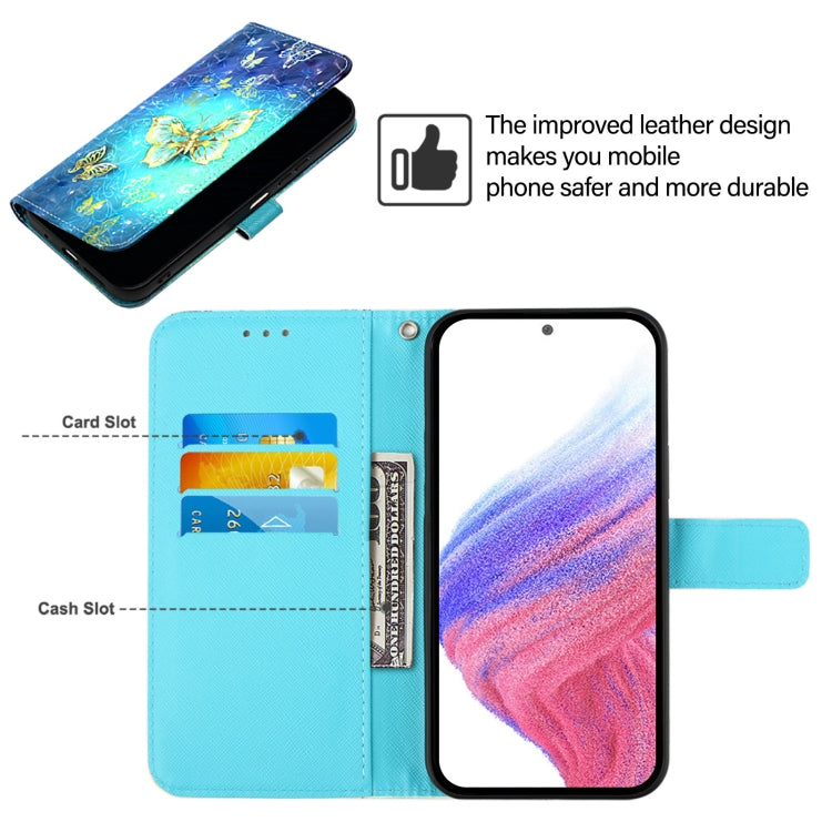 For Blackview Shark 8 3D Painting Horizontal Flip Leather Phone Case(Golden Butterfly) - More Brand by PMC TechLife | Online Shopping South Africa | PMC TechLife | Buy Now Pay Later Mobicred