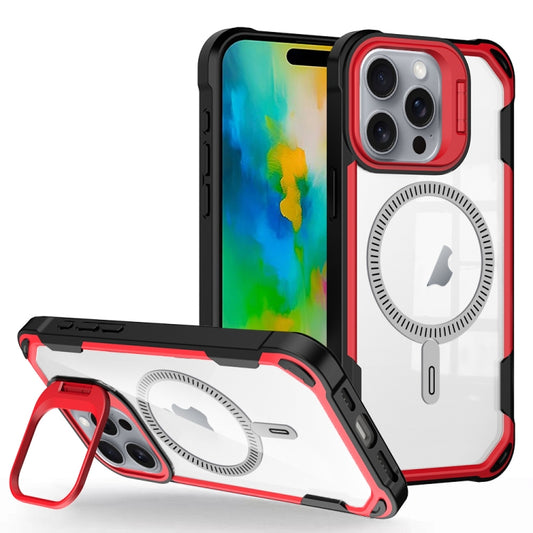 For iPhone 16 Pro Transparent Acrylic MagSafe Lens Holder Phone Case(Red) - iPhone 16 Pro Cases by PMC Jewellery | Online Shopping South Africa | PMC Jewellery | Buy Now Pay Later Mobicred