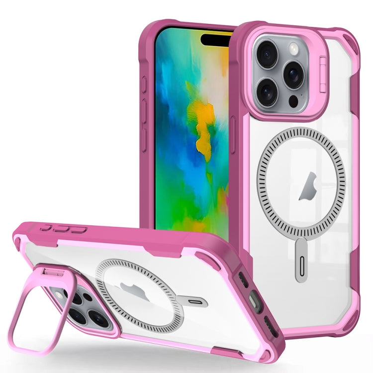 For iPhone 16 Pro Transparent Acrylic MagSafe Lens Holder Phone Case(Pink) - iPhone 16 Pro Cases by PMC Jewellery | Online Shopping South Africa | PMC Jewellery | Buy Now Pay Later Mobicred