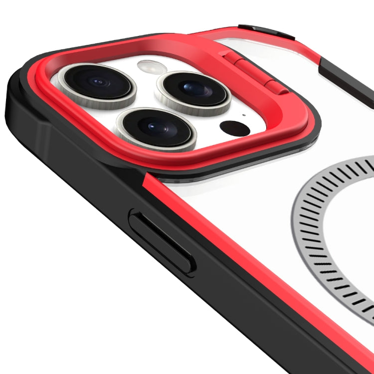 For iPhone 16 Plus Transparent Acrylic MagSafe Lens Holder Phone Case(Red) - iPhone 16 Plus Cases by PMC TechLife | Online Shopping South Africa | PMC TechLife | Buy Now Pay Later Mobicred