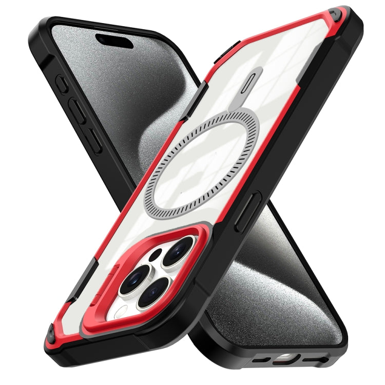 For iPhone 16 Transparent Acrylic MagSafe Lens Holder Phone Case(Red) - iPhone 16 Cases by PMC TechLife | Online Shopping South Africa | PMC TechLife | Buy Now Pay Later Mobicred