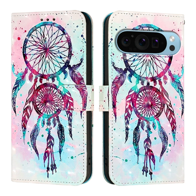 For Google Pixel 9 / 9 Pro 3D Painting Horizontal Flip Leather Phone Case(Color Drop Wind Chimes) - Google Cases by PMC TechLife | Online Shopping South Africa | PMC TechLife | Buy Now Pay Later Mobicred