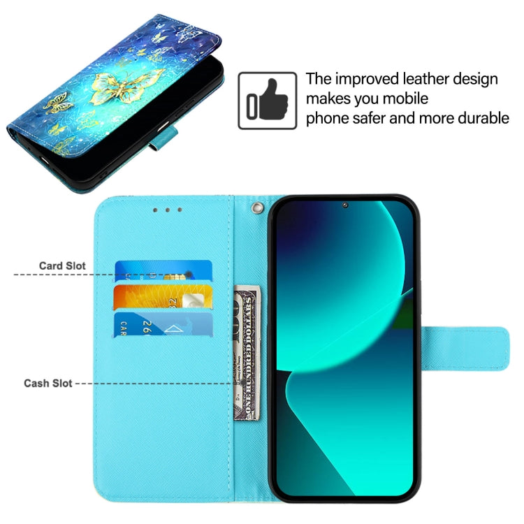 For Google Pixel 9 Pro XL 3D Painting Horizontal Flip Leather Phone Case(Golden Butterfly) - Google Cases by PMC TechLife | Online Shopping South Africa | PMC TechLife | Buy Now Pay Later Mobicred