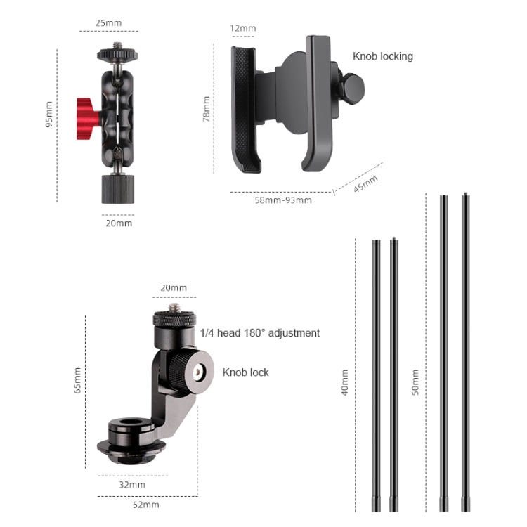 Bicycle Handlebar Holder Pea Clip Phone Clamp 50cm Rod Set - Bicycle Handlebar Mount by PMC Jewellery | Online Shopping South Africa | PMC Jewellery | Buy Now Pay Later Mobicred