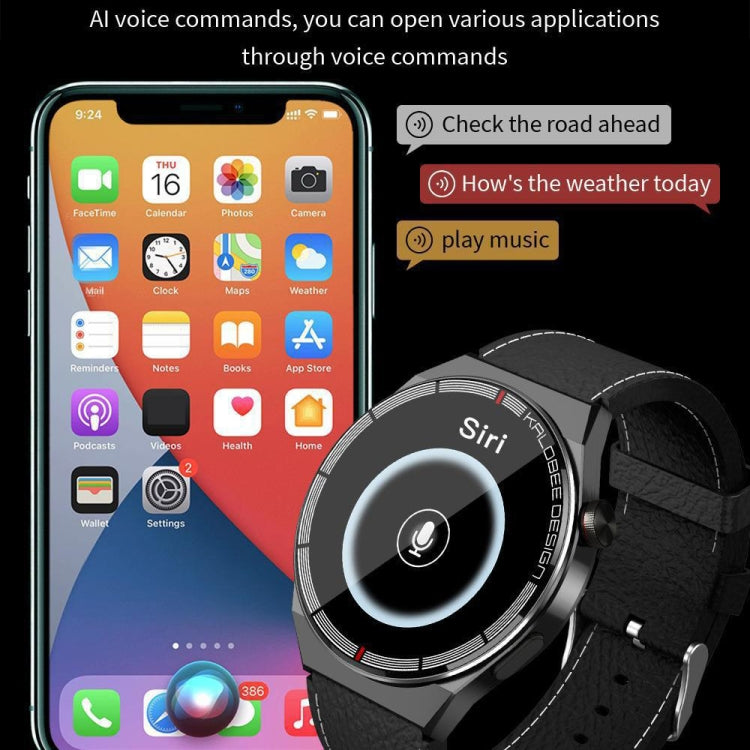 1.3 inch Leather Band IP68 Waterproof Smart Watch Support Bluetooth Call(Black) - Smart Watches by PMC Jewellery | Online Shopping South Africa | PMC Jewellery | Buy Now Pay Later Mobicred