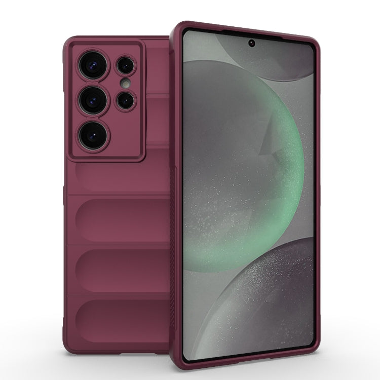 For Samsung Galaxy S25 Ultra 5G Magic Shield TPU + Flannel Phone Case(Wine Red) - Galaxy S25 Ultra 5G Cases by PMC Jewellery | Online Shopping South Africa | PMC Jewellery | Buy Now Pay Later Mobicred