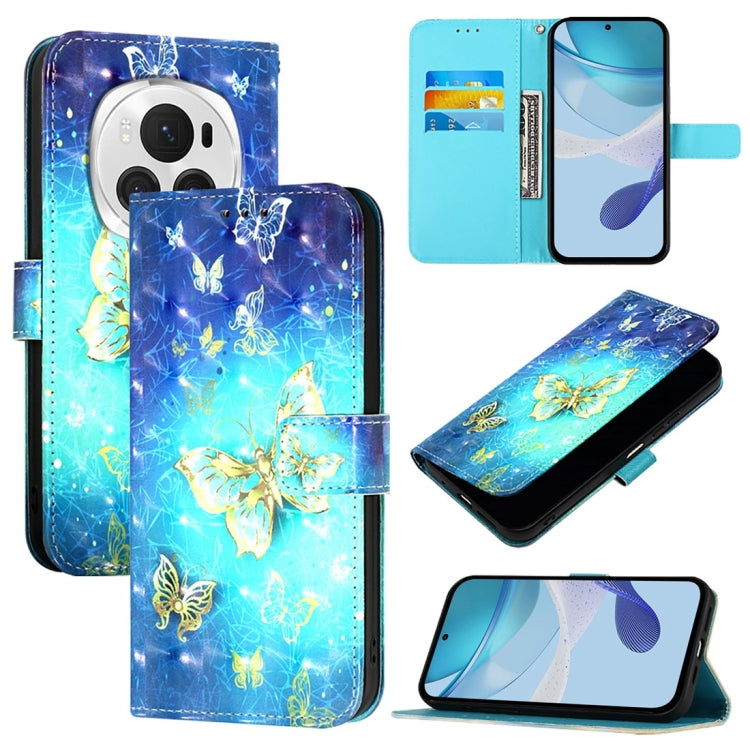 For Honor Magic6 Pro Global 3D Painting Horizontal Flip Leather Phone Case(Golden Butterfly) - Honor Cases by PMC Jewellery | Online Shopping South Africa | PMC Jewellery | Buy Now Pay Later Mobicred