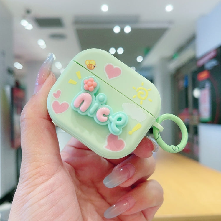 For AirPods 3 Fresh 3D Text Skin Feel Earbuds Box PC Case(Green) - For AirPods 3 by PMC Jewellery | Online Shopping South Africa | PMC Jewellery | Buy Now Pay Later Mobicred