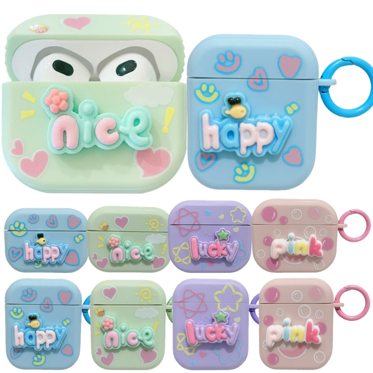 For AirPods Pro Fresh 3D Text Skin Feel Earbuds Box PC Case(Pink) - For AirPods Pro by PMC Jewellery | Online Shopping South Africa | PMC Jewellery | Buy Now Pay Later Mobicred