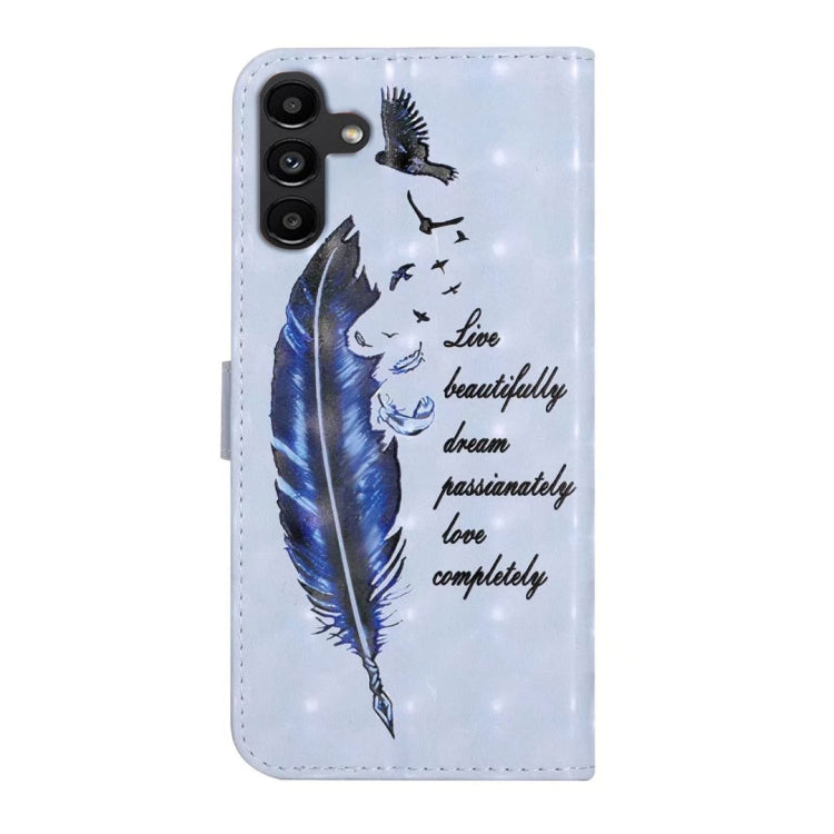 For Samsung Galaxy S25+ 5G Oil Embossed 3D Drawing Leather Phone Case(Blue Feather) - Galaxy S25+ 5G Cases by PMC TechLife | Online Shopping South Africa | PMC TechLife | Buy Now Pay Later Mobicred