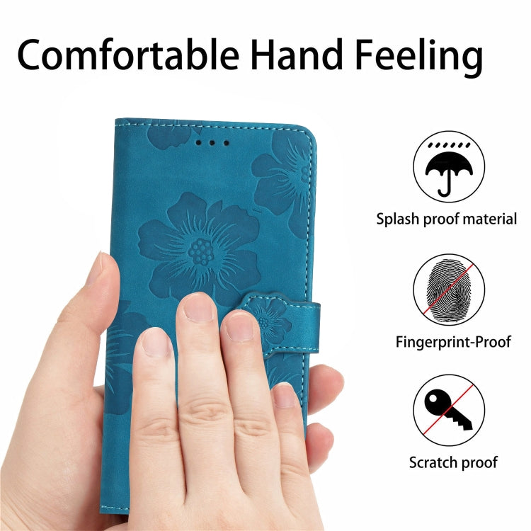 For Samsung Galaxy S25+ 5G Flower Embossing Pattern Leather Phone Case(Blue) - Galaxy S25+ 5G Cases by PMC Jewellery | Online Shopping South Africa | PMC Jewellery | Buy Now Pay Later Mobicred