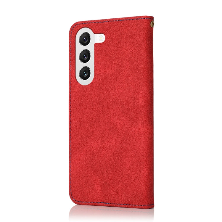 For Samsung Galaxy S25 5G Dual-color Stitching Leather Phone Case(Red Blue) - Galaxy S25 5G Cases by PMC Jewellery | Online Shopping South Africa | PMC Jewellery | Buy Now Pay Later Mobicred