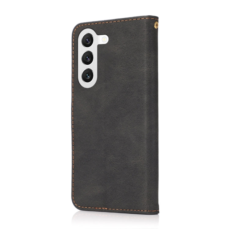 For Samsung Galaxy S25 5G Dual-color Stitching Leather Phone Case(Black Brown) - Galaxy S25 5G Cases by PMC Jewellery | Online Shopping South Africa | PMC Jewellery | Buy Now Pay Later Mobicred