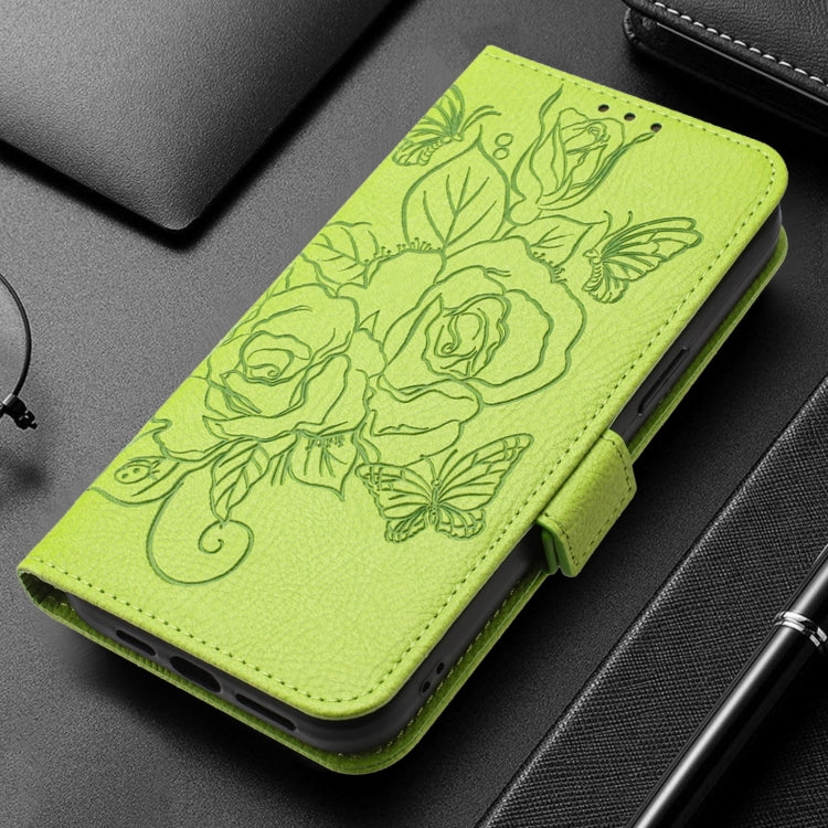 For Redmi K70 Ultra 5G Global Embossed Rose RFID Anti-theft Leather Phone Case(Green) - Xiaomi Cases by PMC Jewellery | Online Shopping South Africa | PMC Jewellery | Buy Now Pay Later Mobicred