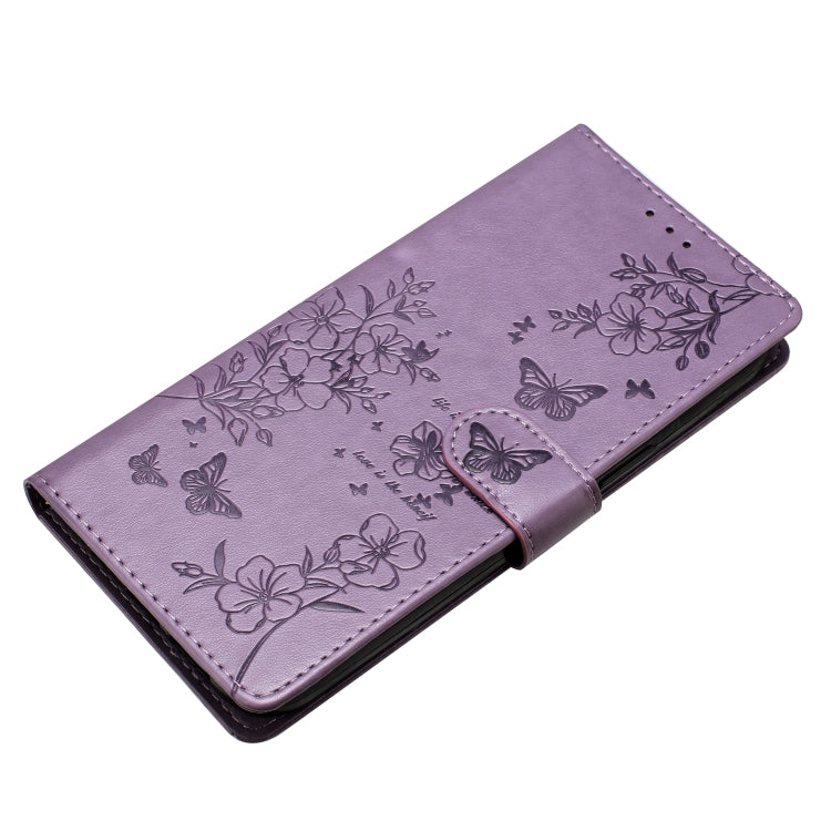 For iPhone 16 Pro Butterflies and Flowers Leather Phone Case(Purple) - iPhone 16 Pro Cases by PMC Jewellery | Online Shopping South Africa | PMC Jewellery | Buy Now Pay Later Mobicred