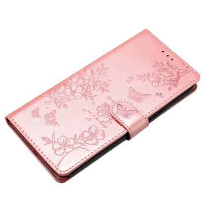 For Blackview A55 Pro Butterflies and Flowers Leather Phone Case(Rose Gold) - More Brand by PMC Jewellery | Online Shopping South Africa | PMC Jewellery | Buy Now Pay Later Mobicred