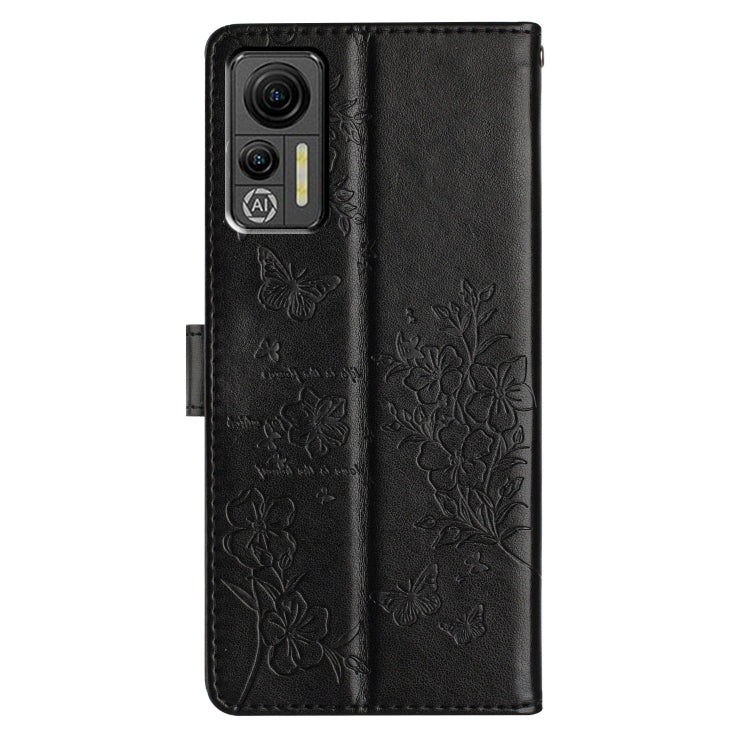 For Ulefone Note 14 Butterflies and Flowers Leather Phone Case(Black) - Ulefone Cases by PMC Jewellery | Online Shopping South Africa | PMC Jewellery | Buy Now Pay Later Mobicred
