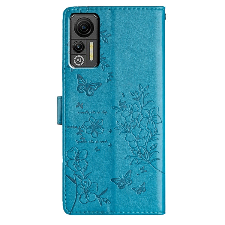 For Ulefone Note 14 Butterflies and Flowers Leather Phone Case(Blue) - Ulefone Cases by PMC Jewellery | Online Shopping South Africa | PMC Jewellery | Buy Now Pay Later Mobicred