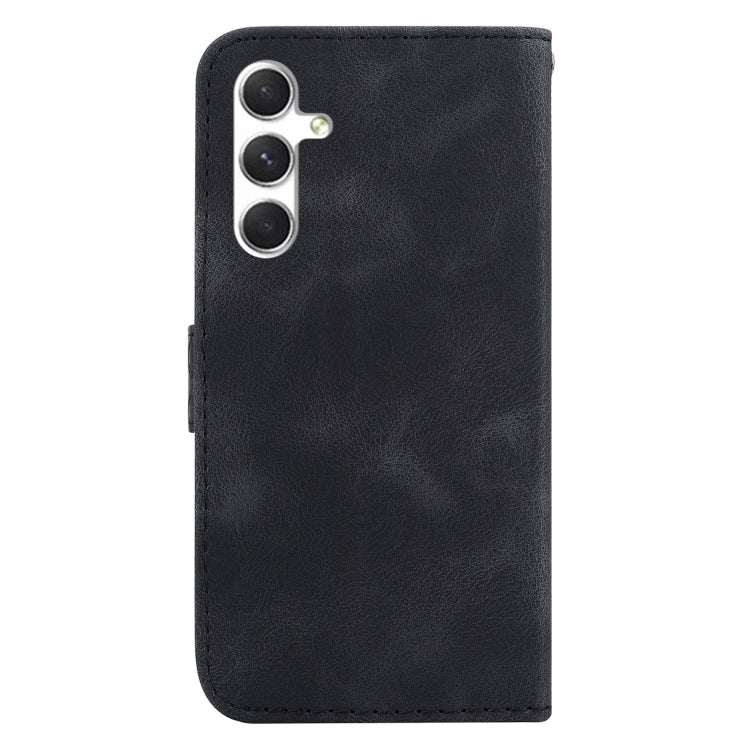 For Samsung Galaxy S25 5G Seven-shaped Embossed Leather Phone Case(Black) - Galaxy S25 5G Cases by PMC Jewellery | Online Shopping South Africa | PMC Jewellery | Buy Now Pay Later Mobicred
