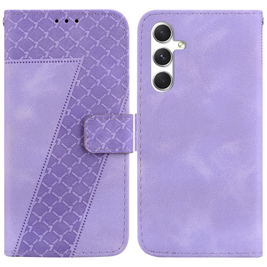 For Samsung Galaxy S25+ 5G Seven-shaped Embossed Leather Phone Case(Purple) - Galaxy S25+ 5G Cases by PMC Jewellery | Online Shopping South Africa | PMC Jewellery | Buy Now Pay Later Mobicred