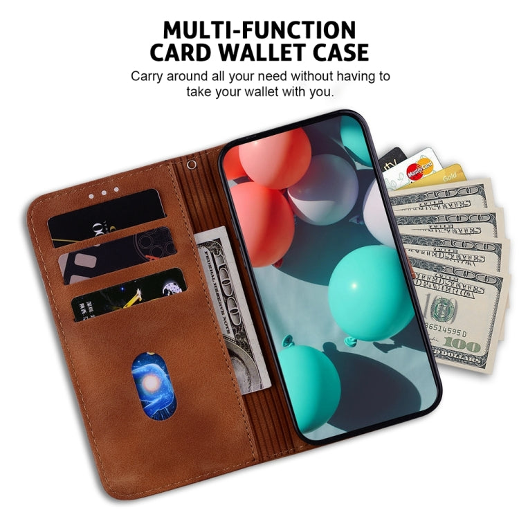 For Samsung Galaxy S25+ 5G Seven-shaped Embossed Leather Phone Case(Brown) - Galaxy S25+ 5G Cases by PMC Jewellery | Online Shopping South Africa | PMC Jewellery | Buy Now Pay Later Mobicred