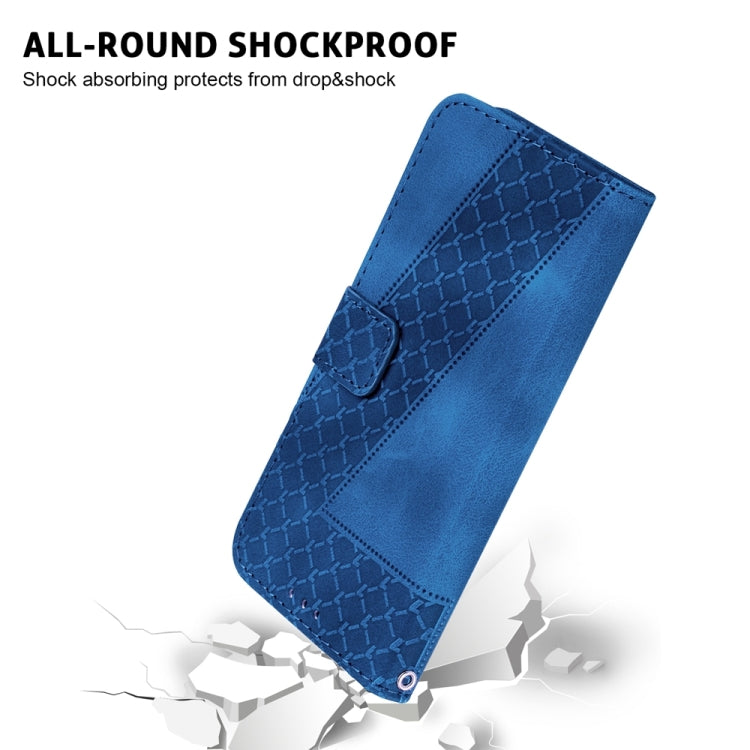 For Samsung Galaxy S25+ 5G Seven-shaped Embossed Leather Phone Case(Blue) - Galaxy S25+ 5G Cases by PMC Jewellery | Online Shopping South Africa | PMC Jewellery | Buy Now Pay Later Mobicred