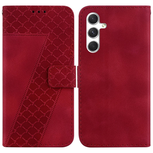 For Samsung Galaxy S25+ 5G Seven-shaped Embossed Leather Phone Case(Red) - Galaxy S25+ 5G Cases by PMC Jewellery | Online Shopping South Africa | PMC Jewellery | Buy Now Pay Later Mobicred