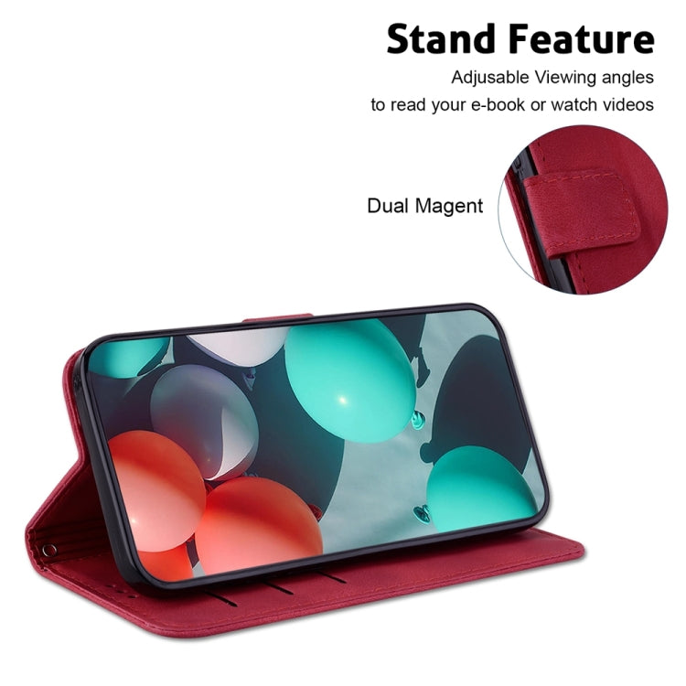 For Samsung Galaxy S25 Ultra 5G Seven-shaped Embossed Leather Phone Case(Red) - Galaxy S25 Ultra 5G Cases by PMC Jewellery | Online Shopping South Africa | PMC Jewellery | Buy Now Pay Later Mobicred