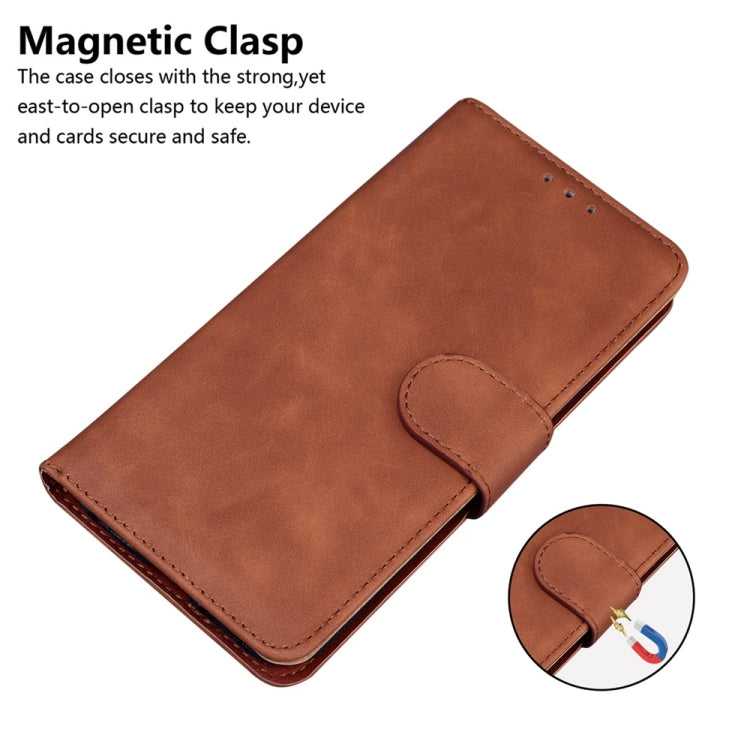 For Samsung Galaxy S25 5G Skin Feel Pure Color Flip Leather Phone Case(Brown) - Galaxy S25 5G Cases by PMC Jewellery | Online Shopping South Africa | PMC Jewellery | Buy Now Pay Later Mobicred