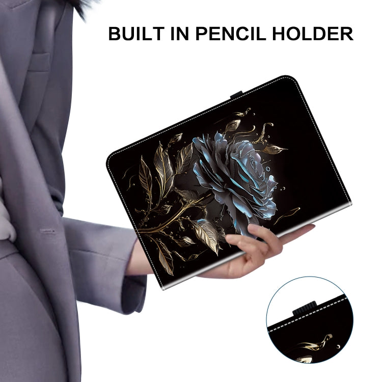 For itel Pad One 10.1 Crystal Texture Painted Leather Smart Tablet Case(Black Rose) - Others by PMC TechLife | Online Shopping South Africa | PMC TechLife | Buy Now Pay Later Mobicred