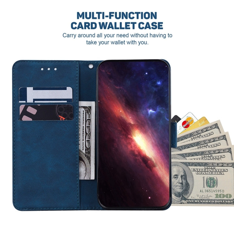 For Samsung Galaxy S25 5G Geometric Embossed Leather Phone Case(Blue) - Galaxy S25 5G Cases by PMC Jewellery | Online Shopping South Africa | PMC Jewellery | Buy Now Pay Later Mobicred