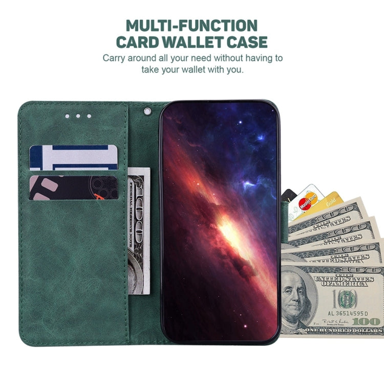 For Samsung Galaxy S25 5G Geometric Embossed Leather Phone Case(Green) - Galaxy S25 5G Cases by PMC Jewellery | Online Shopping South Africa | PMC Jewellery | Buy Now Pay Later Mobicred