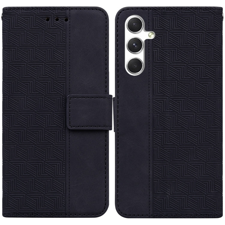 For Samsung Galaxy S25+ 5G Geometric Embossed Leather Phone Case(Black) - Galaxy S25+ 5G Cases by PMC Jewellery | Online Shopping South Africa | PMC Jewellery | Buy Now Pay Later Mobicred