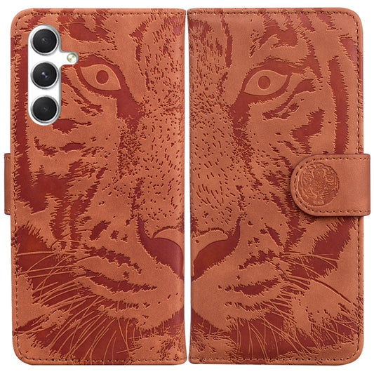 For Samsung Galaxy S25+ 5G Tiger Embossing Pattern Flip Leather Phone Case(Brown) - Galaxy S25+ 5G Cases by PMC Jewellery | Online Shopping South Africa | PMC Jewellery | Buy Now Pay Later Mobicred