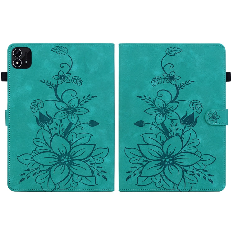 For itel Pad One 10.1 Lily Embossed Leather Tablet Case(Green) - Others by PMC TechLife | Online Shopping South Africa | PMC TechLife | Buy Now Pay Later Mobicred